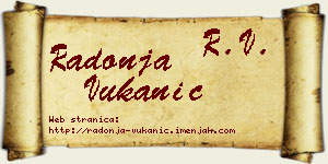 Radonja Vukanić vizit kartica
